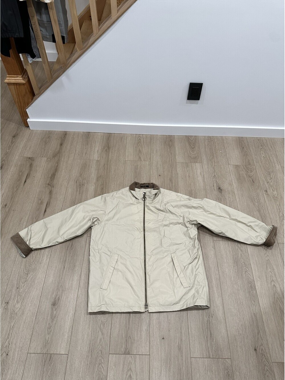 Barbour Jacket Adult XL Beige Tan Waterproof Breathable Full Zip Cowes